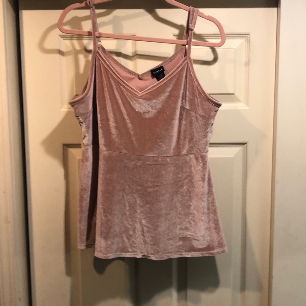 Pink velvet peplum top size 12